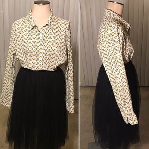 Long Sleeve Bumblebee Button Up Shirt Top